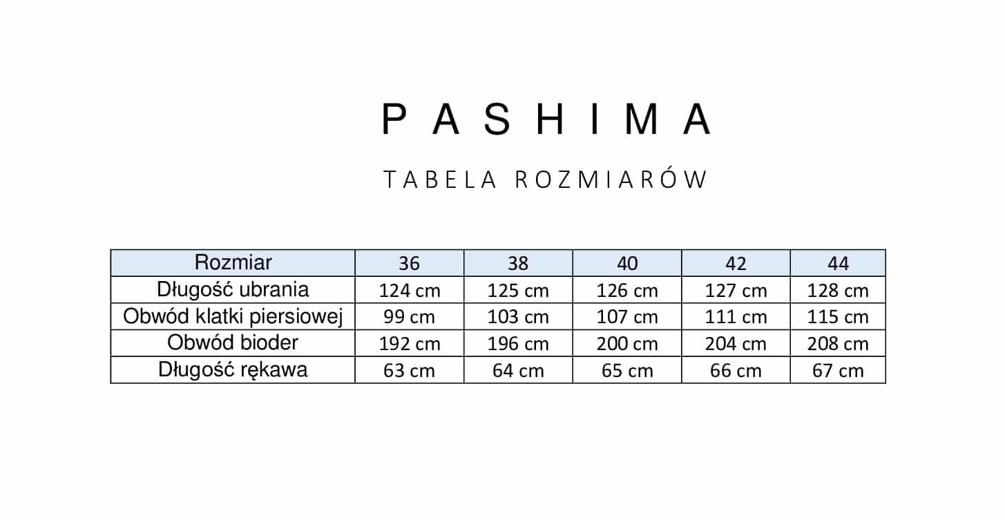 tabela rozmiarów sukienki musztardowej